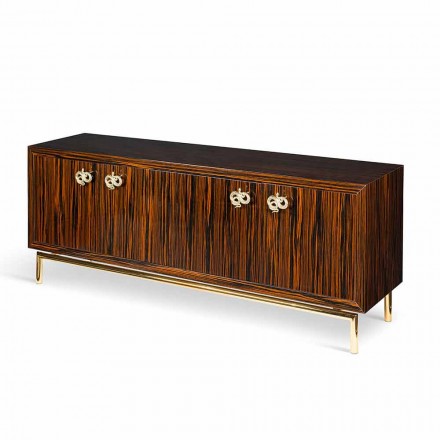 Modernes Sideboard mit 4 Türen aus glänzendem Ebenholz Ada 2 Viadurini