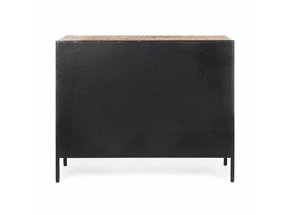 Modernes Sideboard mit Struktur aus lackiertem Stahl und Holz Homemotion - Borino Viadurini