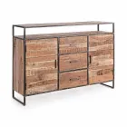 Modernes Sideboard mit Struktur aus Akazienholz und Stahl Homemotion - Posta Viadurini