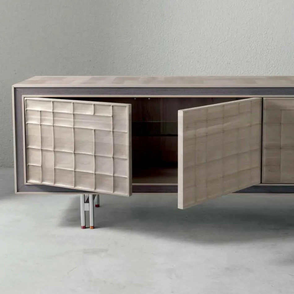 Modernes Design Sideboard mit 3 Türen aus Massivholz Anna Viadurini