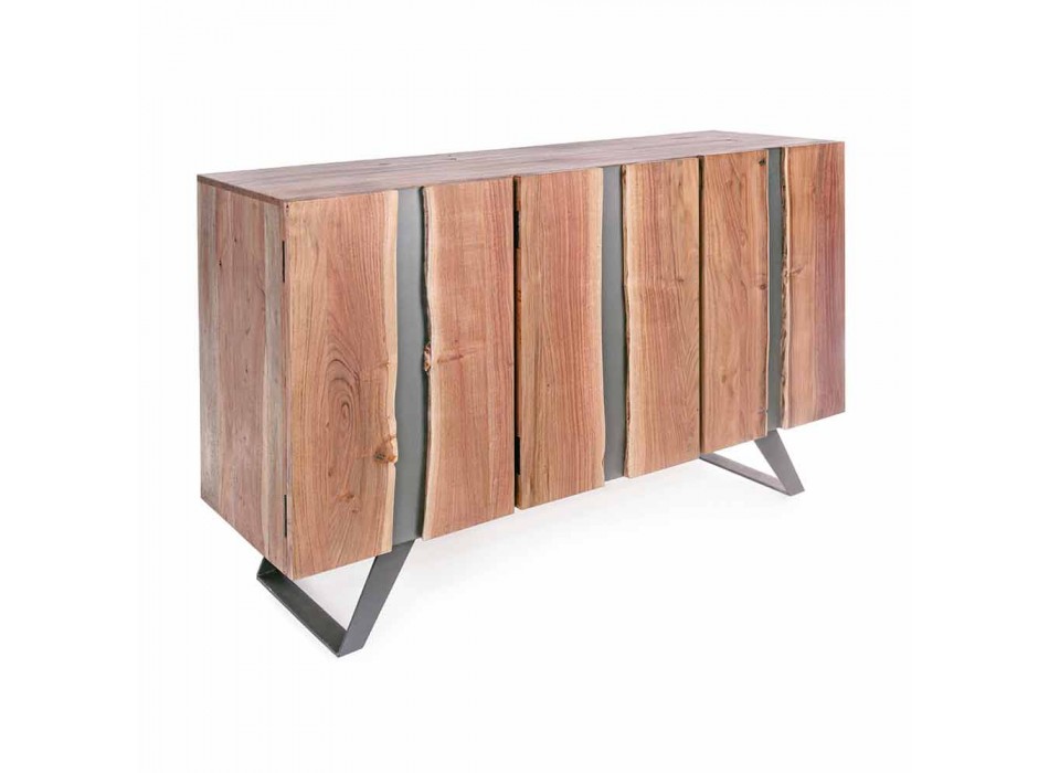 Modernes Sideboard aus Akazienholz mit Metalleinsätzen Homemotion - Sonia