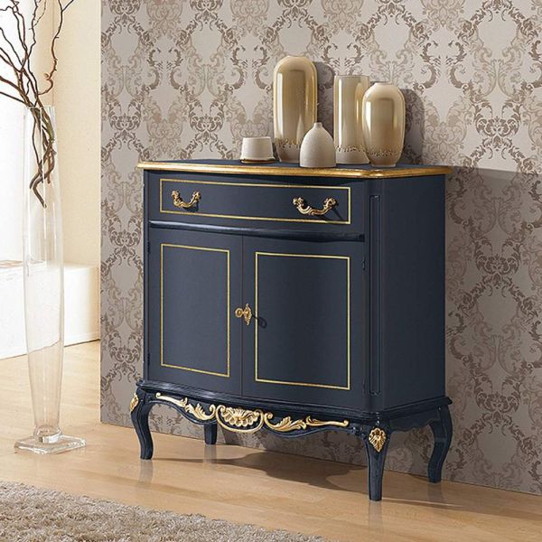 Klassisches wohnzimmer-sideboard avio blau oder walnussholz made in italy - chantilly
