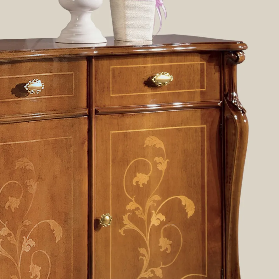 Luxuriöses Wohnzimmer-Sideboard aus klassischem Made in Italy-Holz - Caligola Viadurini