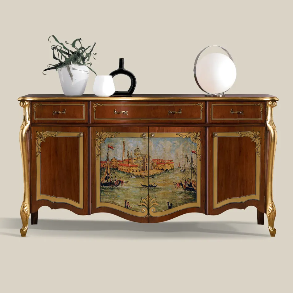 Luxuriöses Wohnzimmer-Sideboard aus klassischem Made in Italy-Holz - Caligola Viadurini