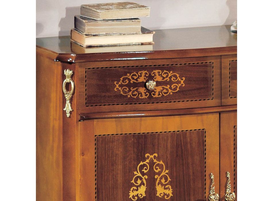 Wohnzimmer-Sideboard aus Nussbaum oder weißem Holz und Intarsien Made in Italy - Katerine Viadurini