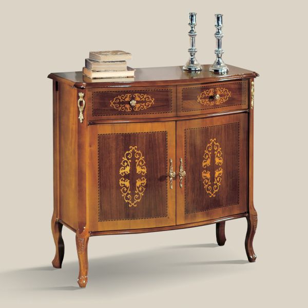 Wohnzimmer-sideboard aus nussbaum oder weißem holz und intarsien made in italy - katerine
