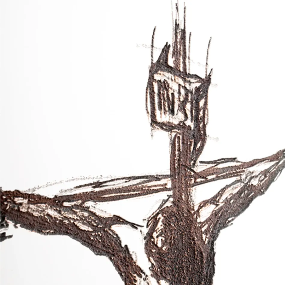 Weißes und graues Kruzifix, hergestellt mit Lasergravur, hergestellt in Italien – Egle Viadurini