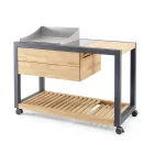 Outdoor-Küche 140x65x93 cm aus massivem Teakholz und Aluminium - Convivial Viadurini