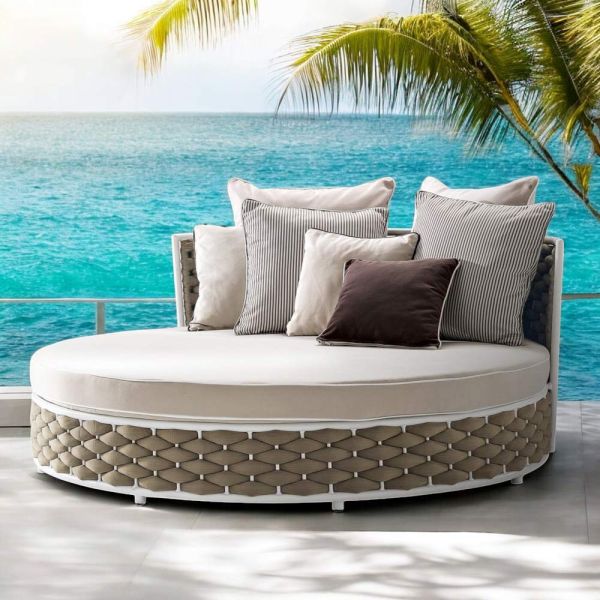 Outdoor-tagesbett aus aluminium und handgewebtem stoff - reda