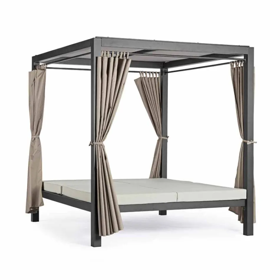 Tagesliege im Freien aus Textilene und Aluminium mit liegenden Rückenlehnen - Anastasia Viadurini