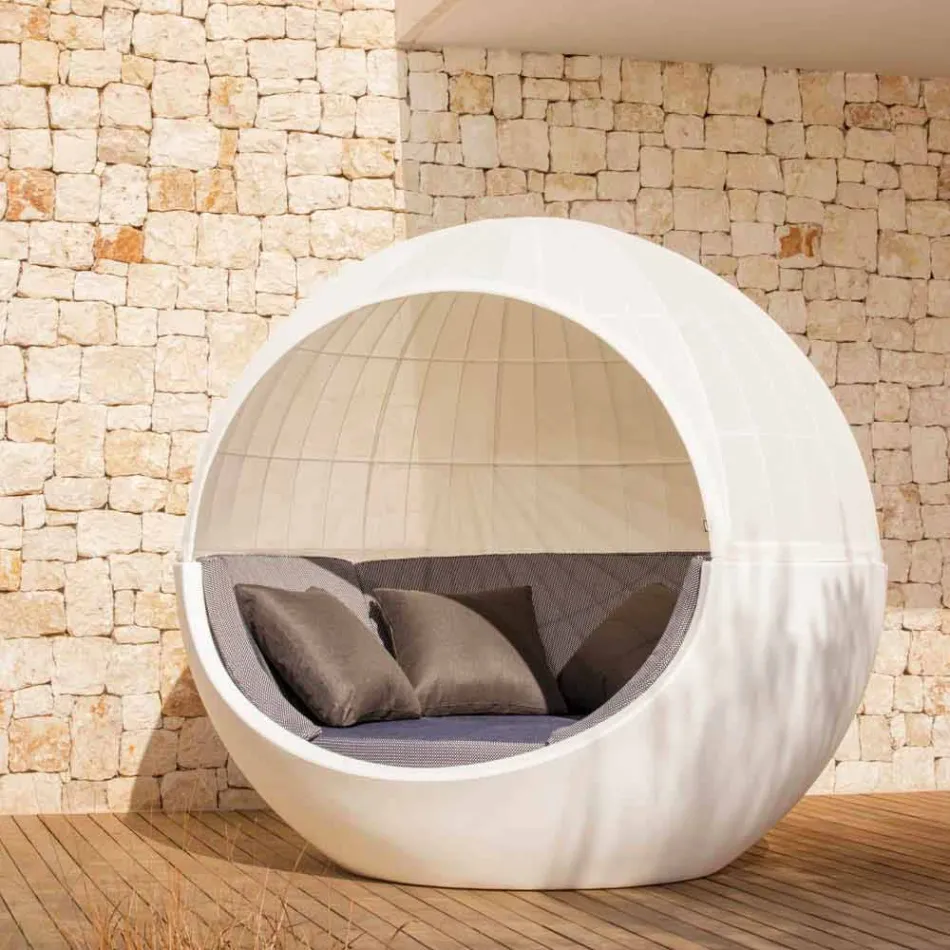 Luxus rundes Design Garden Daybed mit Sonnenschirm - Ulm Moon von Vondom Viadurini