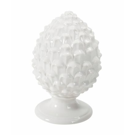 Pine Cone Design Support Dekoration aus weißer oder türkisfarbener Keramik - Jenga Viadurini