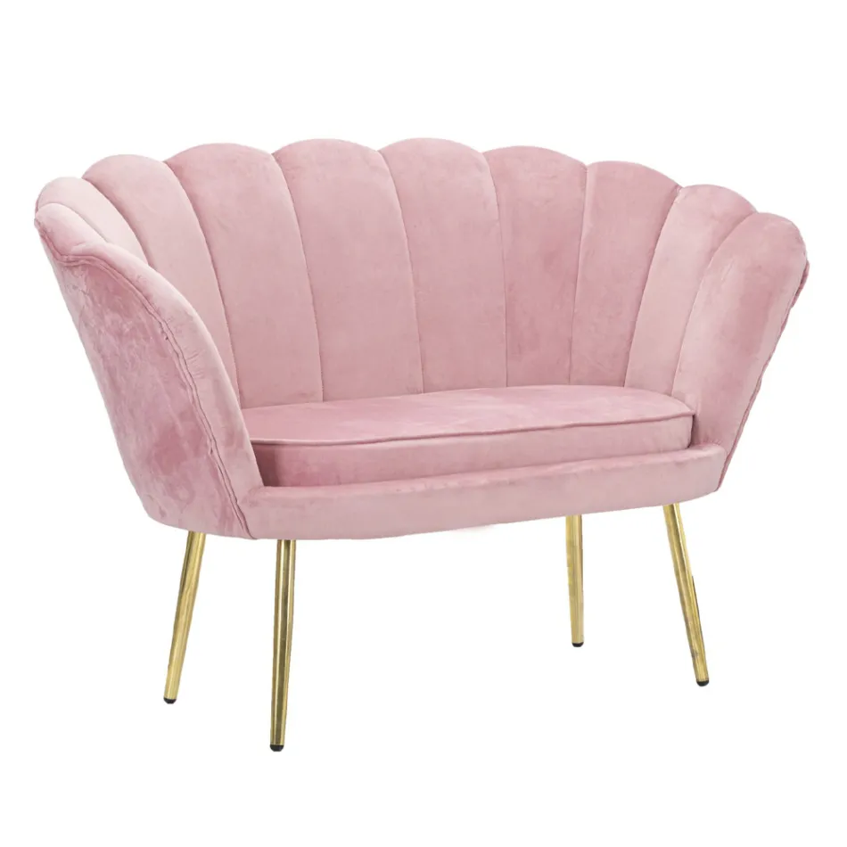 Modernes 2-Sitzer-Sofa aus Samt mit goldenen Eisenfüßen - Annina Viadurini