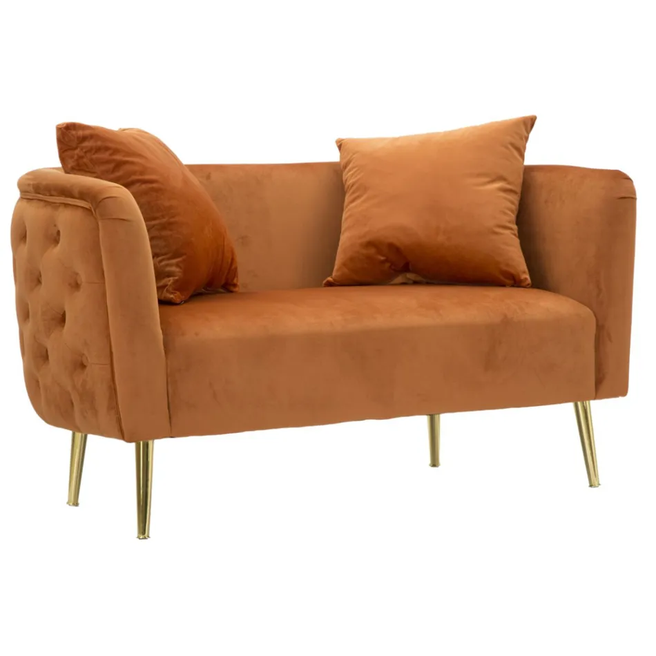 Zweisitzer-Sofa in Designer-Samt, Holz- und Eisenstruktur - Renita Viadurini