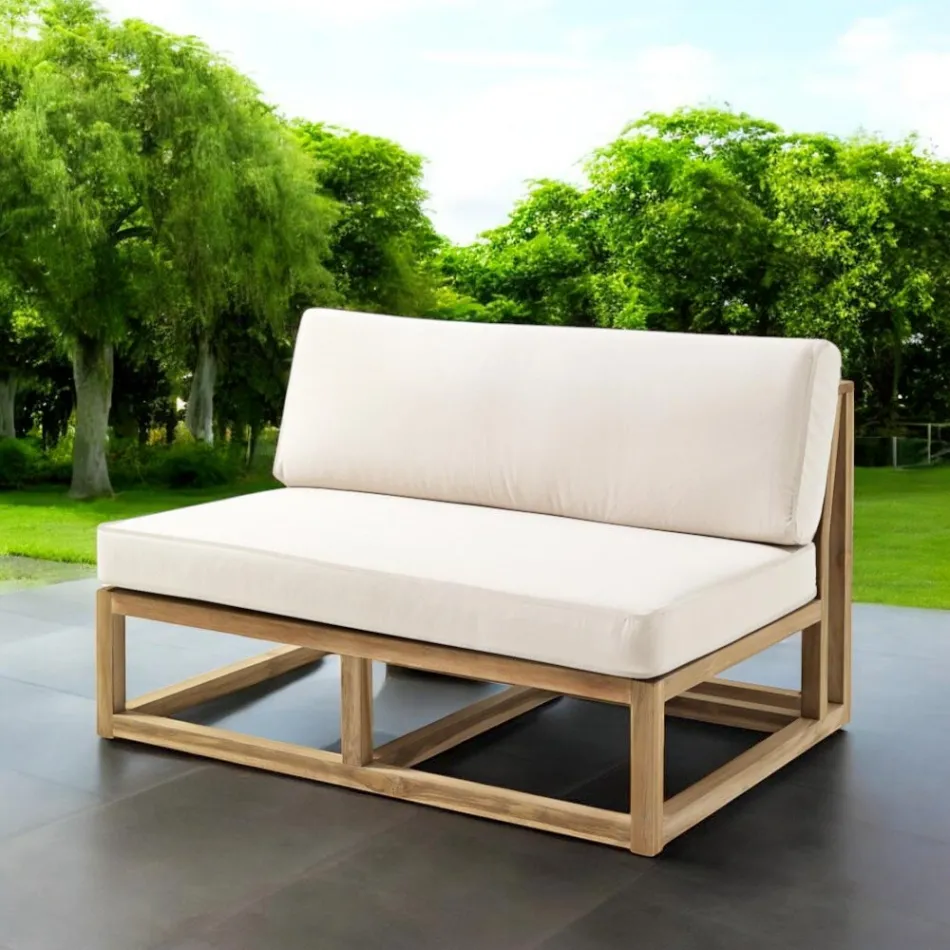 Outdoor-Sofa aus natürlichem Teakholz und Kissen - Circe Viadurini