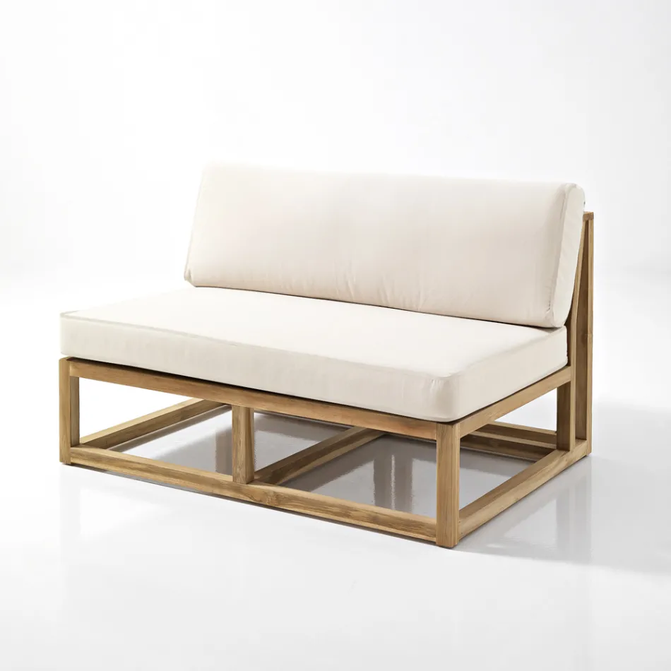 Outdoor-Sofa und Kissen aus natürlichem Teakholz – Circe Viadurini
