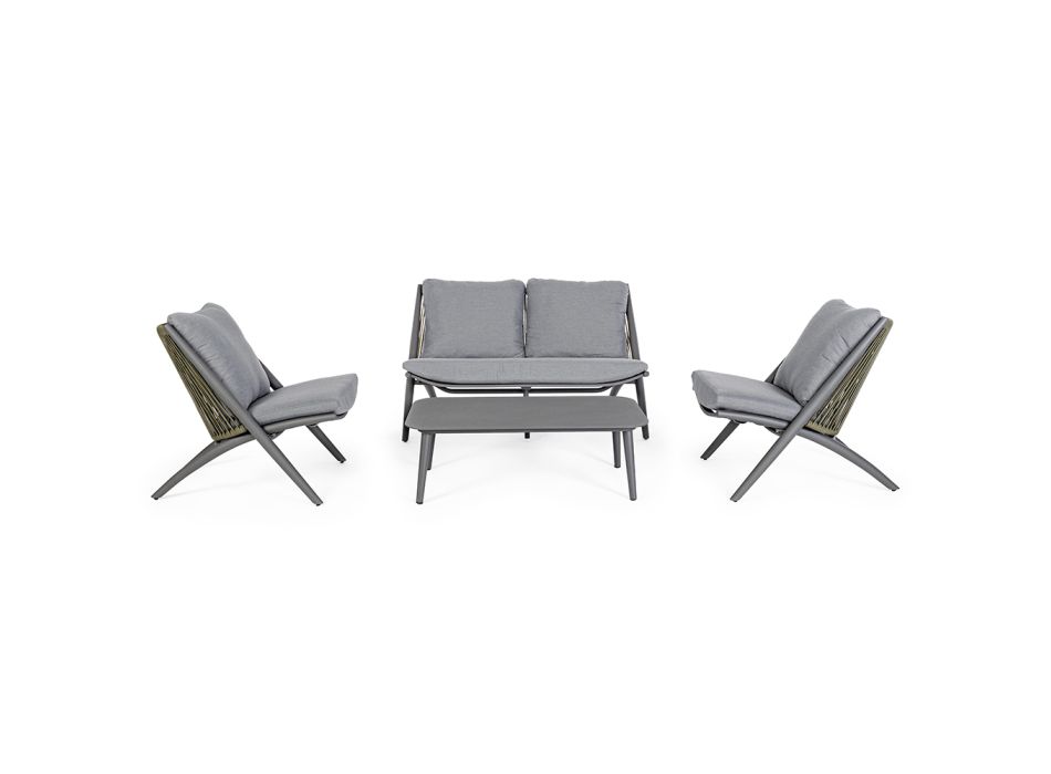 2-Sitzer-Outdoor-Sofa aus Aluminium und Seil mit Homemotion-Kissen - Gillian