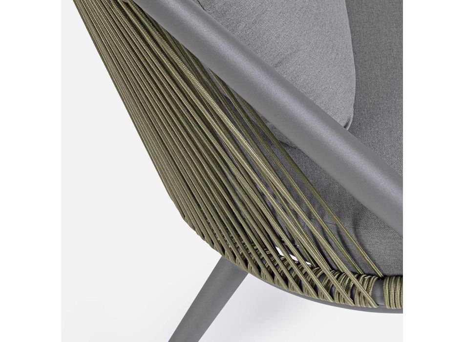 2-Sitzer-Outdoor-Sofa aus Aluminium und Seil mit Homemotion-Kissen - Gillian Viadurini