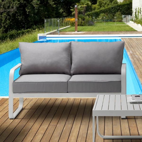 2-sitzer-außensofa aus aluminium und kissen mit polyesterbezug - avoir