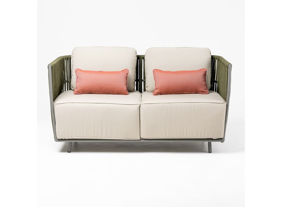 2-Sitzer Outdoor-Sofa aus Aluminium und Weben - Eugene Viadurini