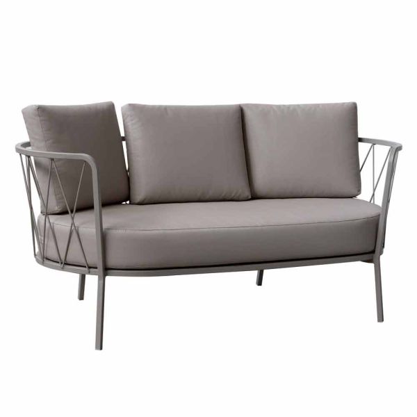 2-sitzer-outdoor-sofa aus metall und stoff mit kissen made in italy - olma