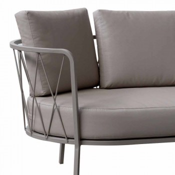 2-Sitzer-Outdoor-Sofa aus Metall und Stoff mit Kissen Made in Italy - Olma