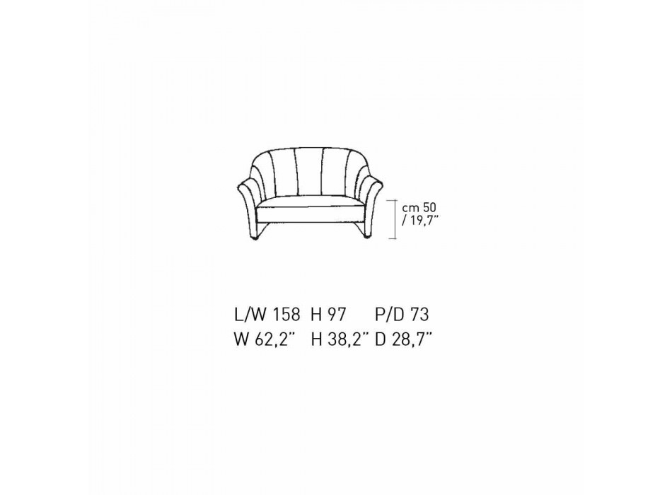 2-Sitzer-Sofa aus schwarzem Samt mit Kontrastnähten Made in Italy - Caster Viadurini