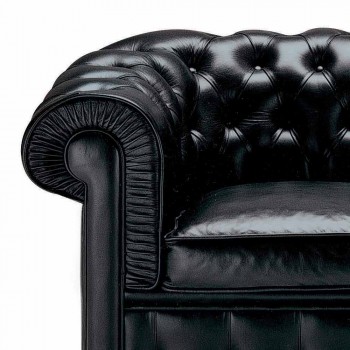 2-Sitzer-Sofa mit Lederbezug und Holzfüßen Made in Italy - Idra