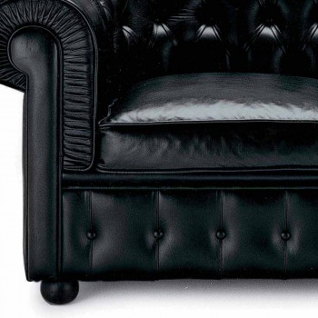 2-Sitzer-Sofa mit Lederbezug und Holzfüßen Made in Italy - Idra