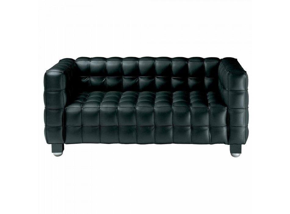 2-Sitzer-Sofa mit Bezug aus Leder in Steppoptik Made in Italy - Vesuvio
