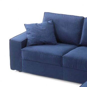 3-Sitzer-Sofa mit Halbinsel aus weißem oder blauem Stoff Made in Italy - Elsass