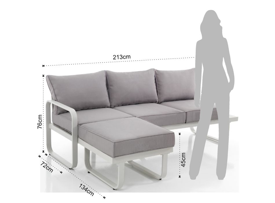 3-Sitzer-Sofa mit Outdoor-Pouf, geliefert mit 2 Bezügen – Partir Viadurini