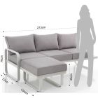 3-Sitzer-Sofa mit Aluminium-Gartenhocker und grauen Kissen – Avoir Viadurini