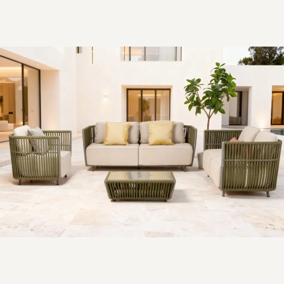 3-Sitzer Outdoor-Sofa aus Aluminium und Weben - Eugene Viadurini