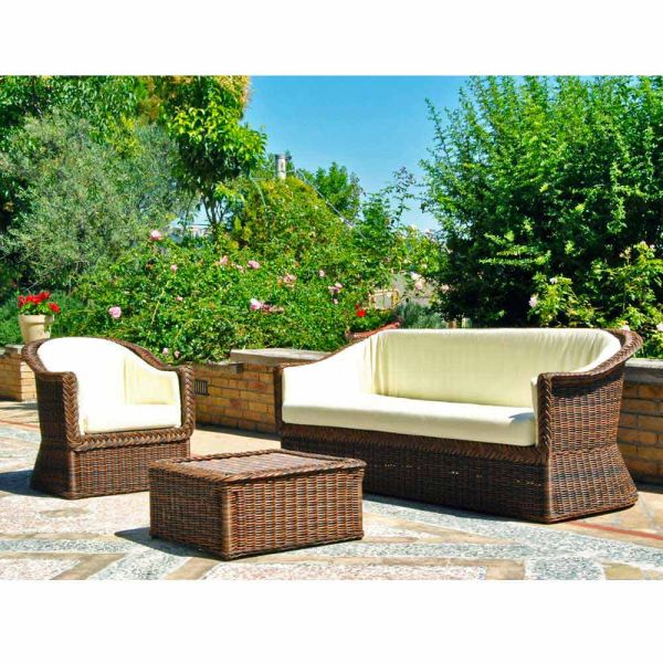 Outdoor polyrattan loungesofa 3 sitzer handgeflochten
