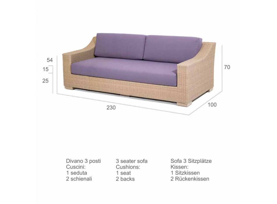 3er-Sofa Außen Polyethylen und Joe Tempotest