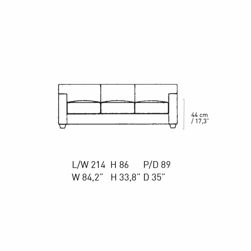 3-Sitzer-Sofa mit Lederbezug und Nussbaumfüßen Made in Italy - Alessandria Viadurini