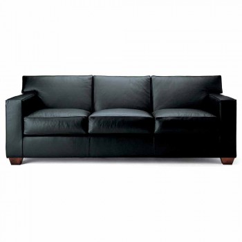 3-Sitzer-Sofa mit Lederbezug und Nussbaumfüßen Made in Italy - Alessandria
