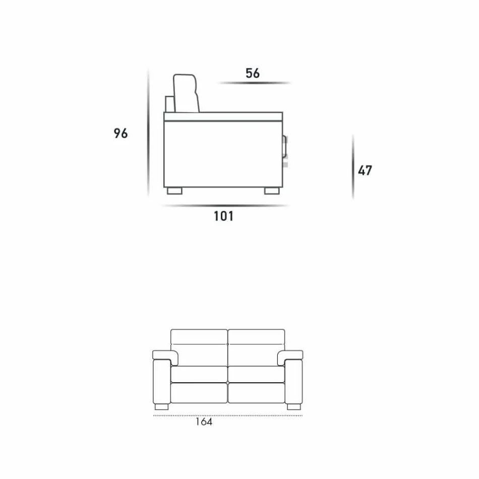 Sofa 2-Sitzer Design Lilia Stoff oder Leder, hergestellt in Italien Viadurini