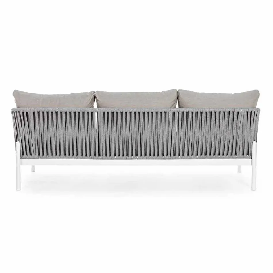 Homemotion - Rubio 3-Sitzer Design Outdoor-Sofa in Weiß und Grau Viadurini