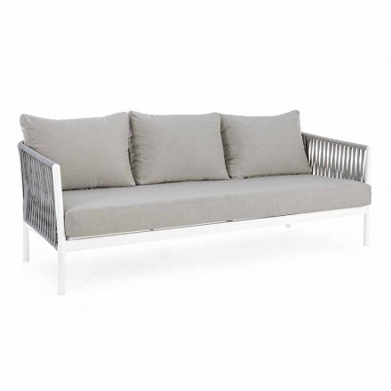 Homemotion - Rubio 3-Sitzer Design Outdoor-Sofa in Weiß und Grau Viadurini