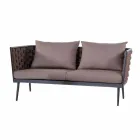 3-Sitzer-Gartensofa aus Aluminium und Seil mit Stoffkissen - Rasti Viadurini