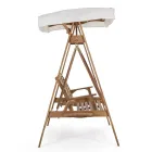 2-Sitzer-Schaukelsofa aus Akazienholz mit weißer Leinwand - Roxen Viadurini