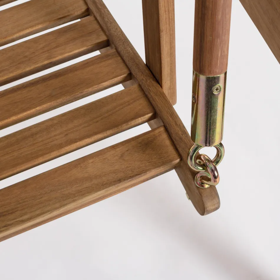 2-Sitzer-Schaukelsofa aus Akazienholz mit weißer Leinwand - Roxen Viadurini