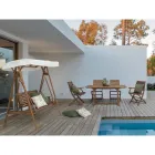 2-Sitzer-Schaukelsofa aus Akazienholz mit weißer Leinwand - Roxen Viadurini