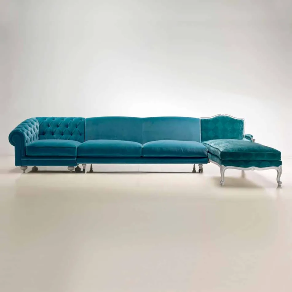 Ecksofa Design klassischen Luxus, hergestellt in Italien, Narciso Viadurini