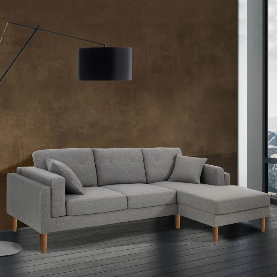 Ecksofa aus Stoff und Holz – Germanium Viadurini