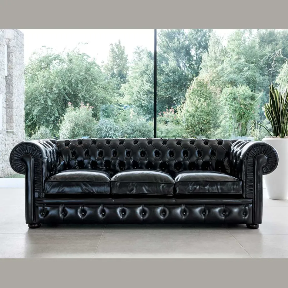 Klassisches Sofa mit Zwiebelfüßen aus Buchenholz Made in Italy - Spassoso Viadurini