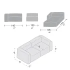 Sofa mit Innenhalbinsel aus expandiertem Polyurethan - Buffo Viadurini