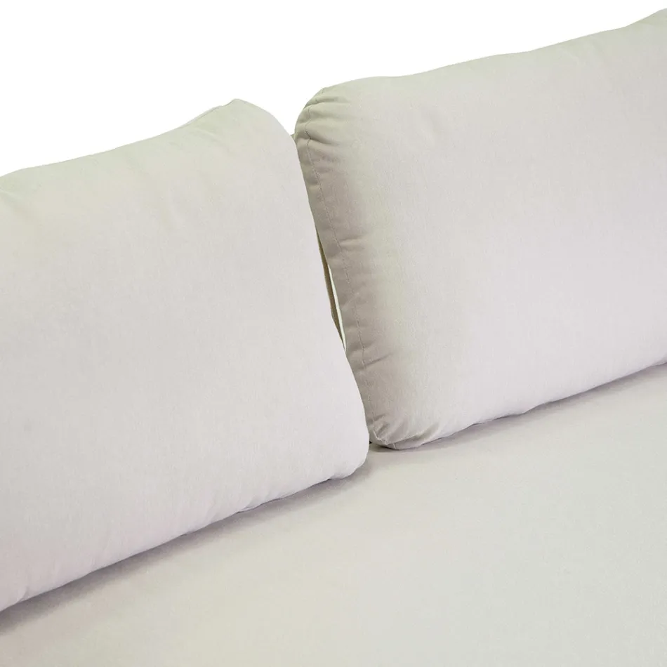 Sofa mit Sesseln und Couchtisch aus weißem Aluminium für den Garten - Tenda Viadurini